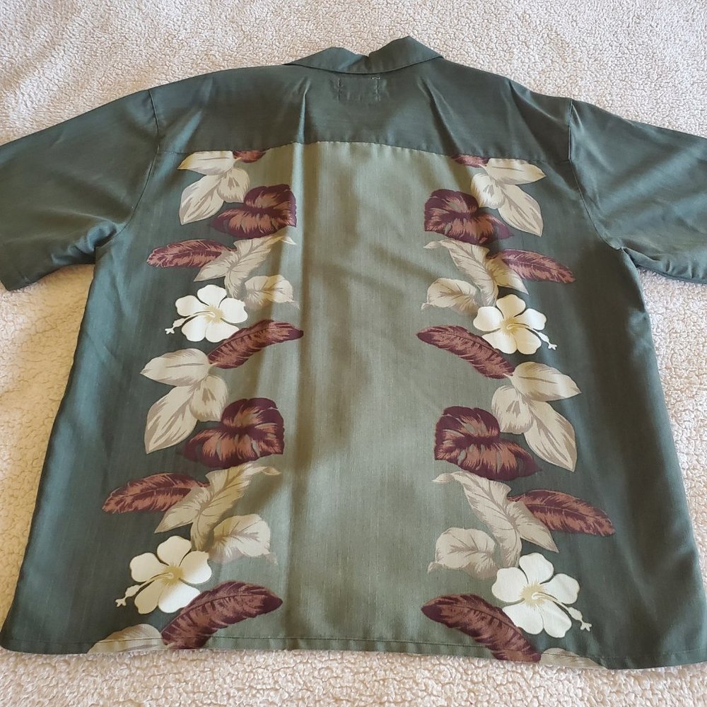 Joe Marlin Men's Olive Green Hawaiian Shirt, Size XL - Picture 8 of 10